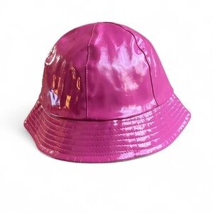 Hot Pink Patent Vinyl Bucket Hat – Y2K Barbiecore Rave Festival Statement